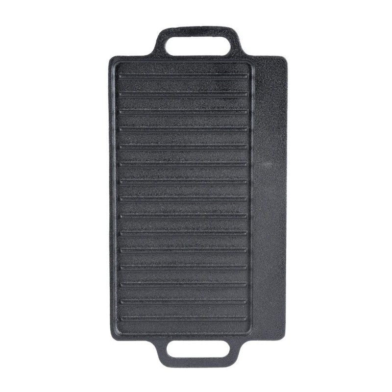 Plaque de gril en fonte double face, 33x20 cm - Plaque en fonte