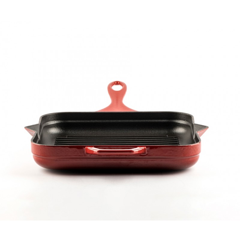 Poêle grill en fonte émaillée Hosse, Rubin, 28x28cm | Poêle grill en fonte | Poêle en fonte |