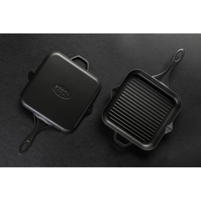 Poêle grill en fonte émaillée Hosse, Black Onyx, 28x28cm | Poêle grill en fonte | Poêle en fonte |